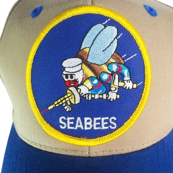 Mitchell Proffitt Company Vintage Navy Seabees Patch Logo Military Snapback Hat - Picture 8 of 8